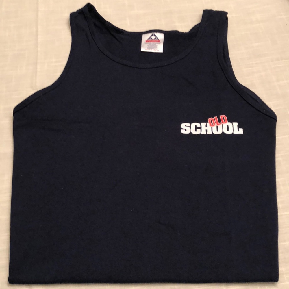 OLD SCHOOL TANK TOP  MOVIE PROMO  XL NAVY WILSON FERRELL VAUGHN COMEDY #531